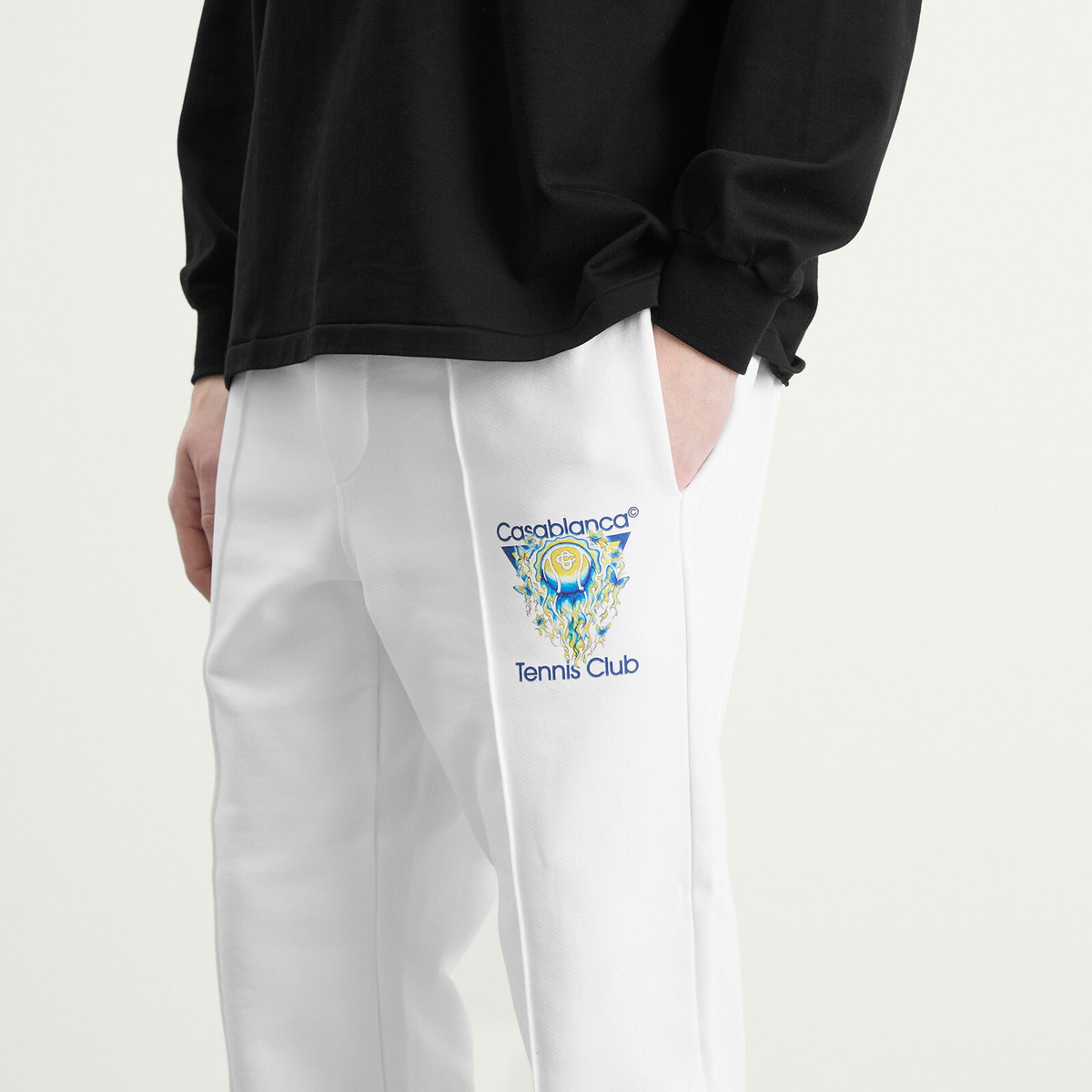Casablanca Men's Tennis Club Icon Pintuck Jogger in White