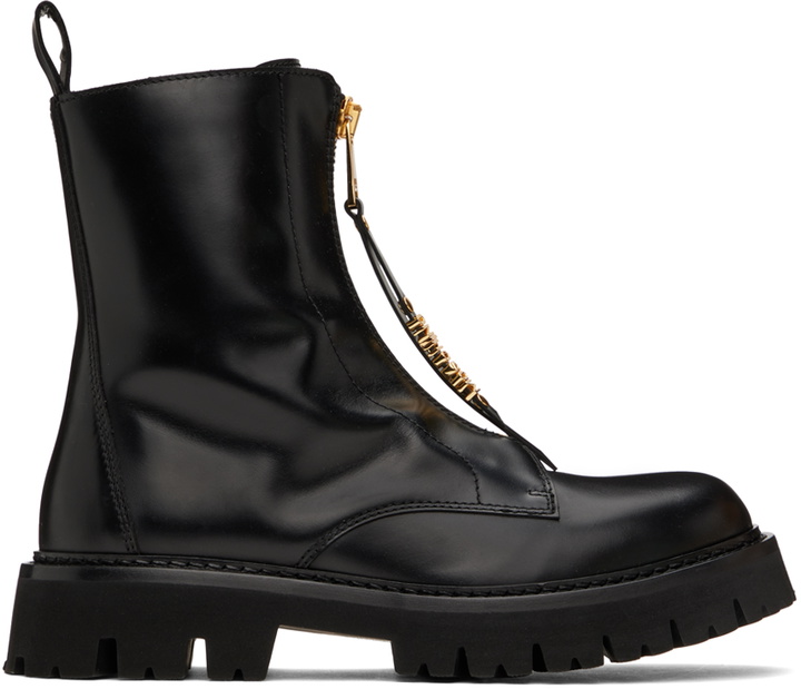 Moschino Black Logo Tab Combat Boots Moschino display picture 2