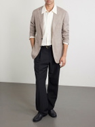 Saman Amel - Slim-Fit Basketweave Wool, Silk and Linen-Blend Blazer - Gray