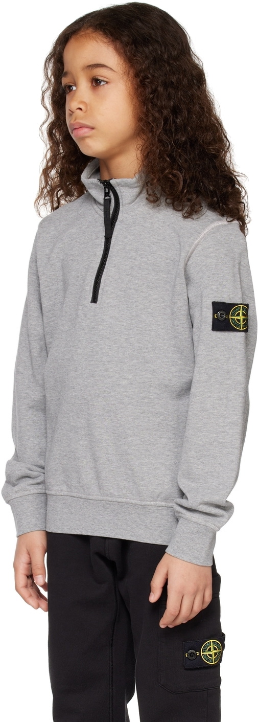 Stone Island Junior Kids Gray Half-Zip Sweatshirt
