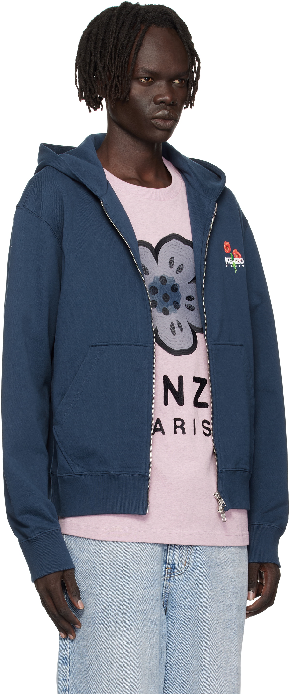 Kenzo Navy Kenzo Paris 'KENZO Archive Bouquet' Full-Zip Hoodie