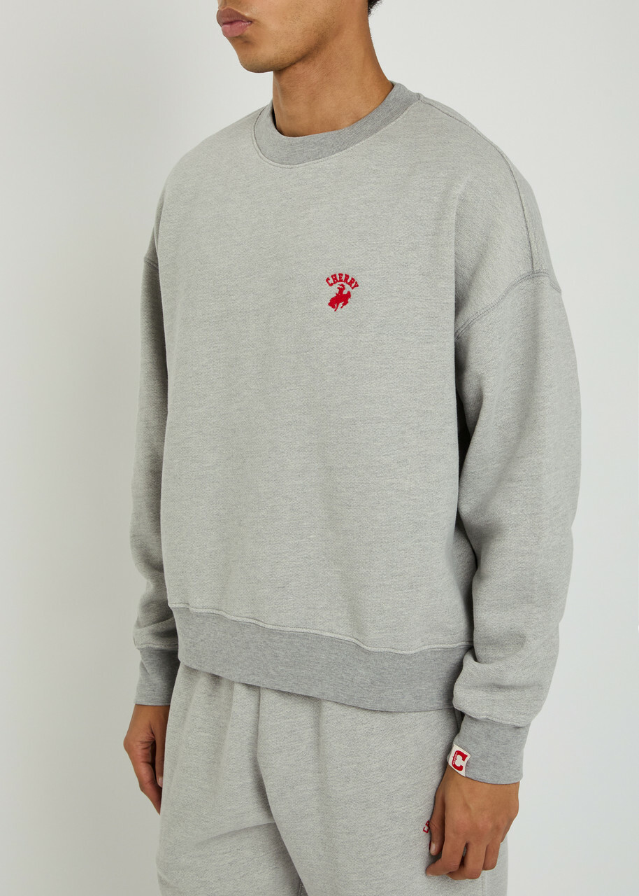 Cherry Los Angeles Western Athletic Logo-embroidered Cotton Sweatshirt Grey