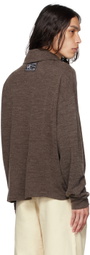 AFTER PRAY Brown Half-Zip Long Sleeve Polo