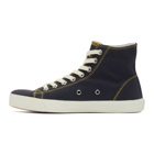 Maison Margiela Navy Canvas Embroidery Tabi High-Top Sneakers