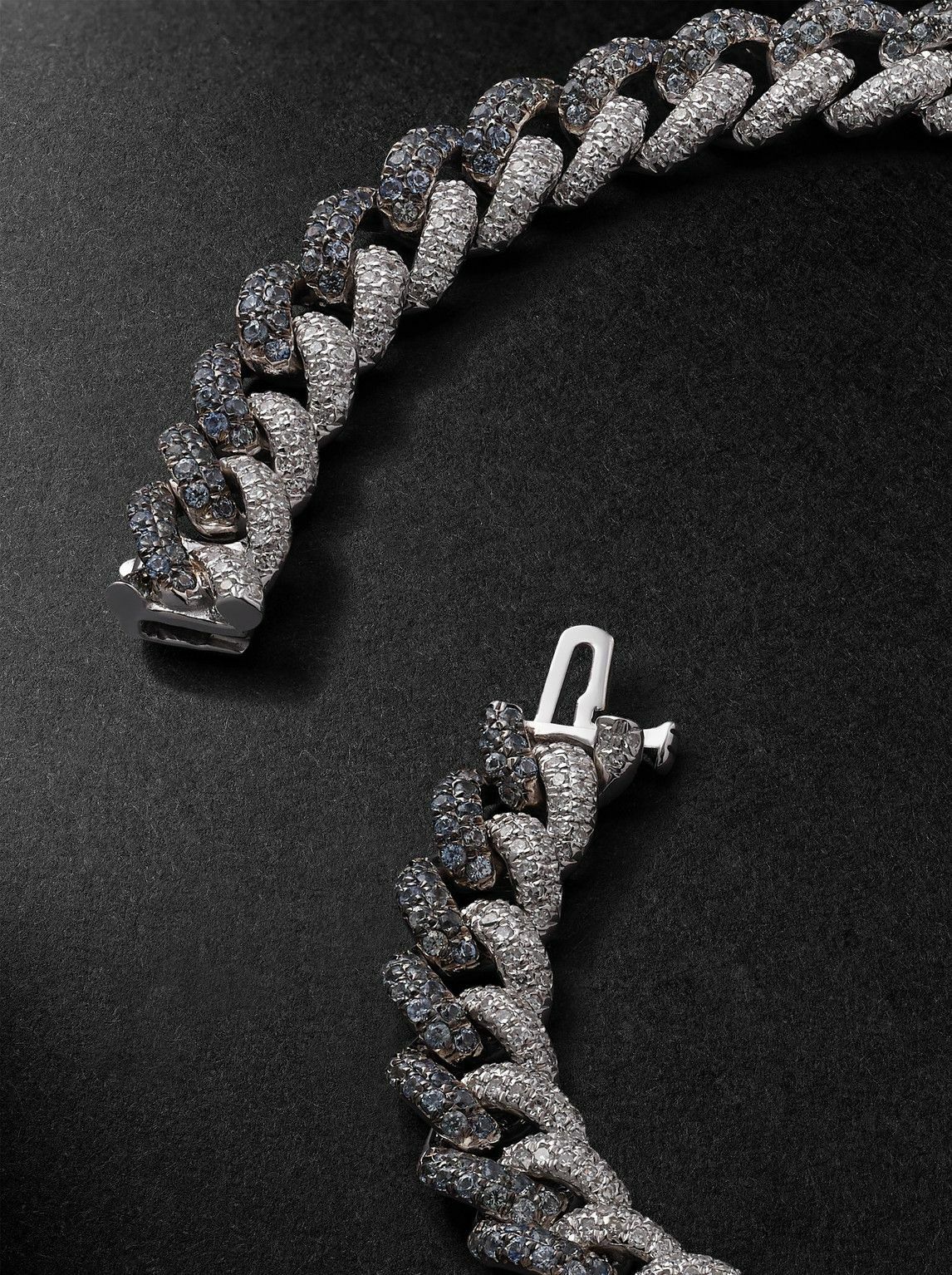 SHAY - 18-Karat White Gold, Sapphire and Diamond Curb Chain Bracelet - Silver