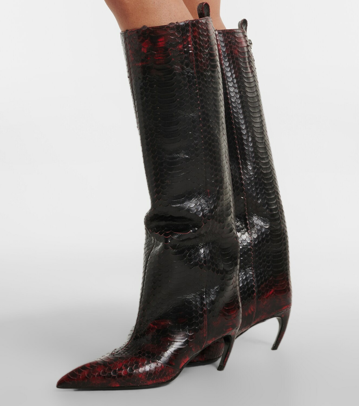 The Attico Lea snake-effect leather knee-high boots