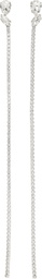 Jil Sander Silver Crystal Chain Drop Earrings