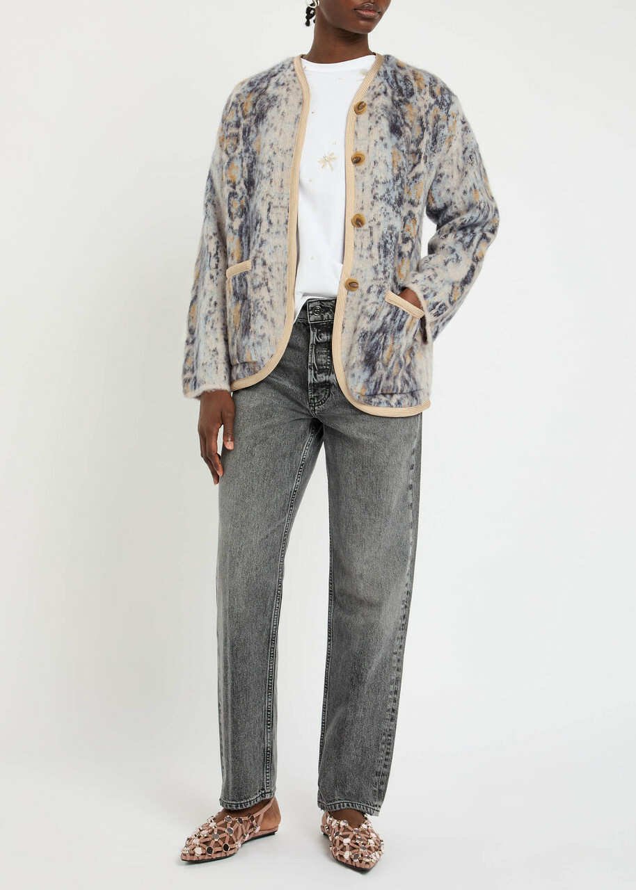 Forte_forte Plumes De Python Jacquard Brushed-knit Jacket Multicoloured 1