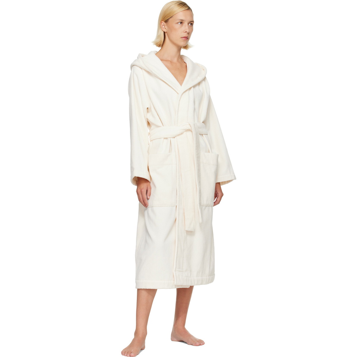 Tekla Off-White Terry Hooded Bathrobe