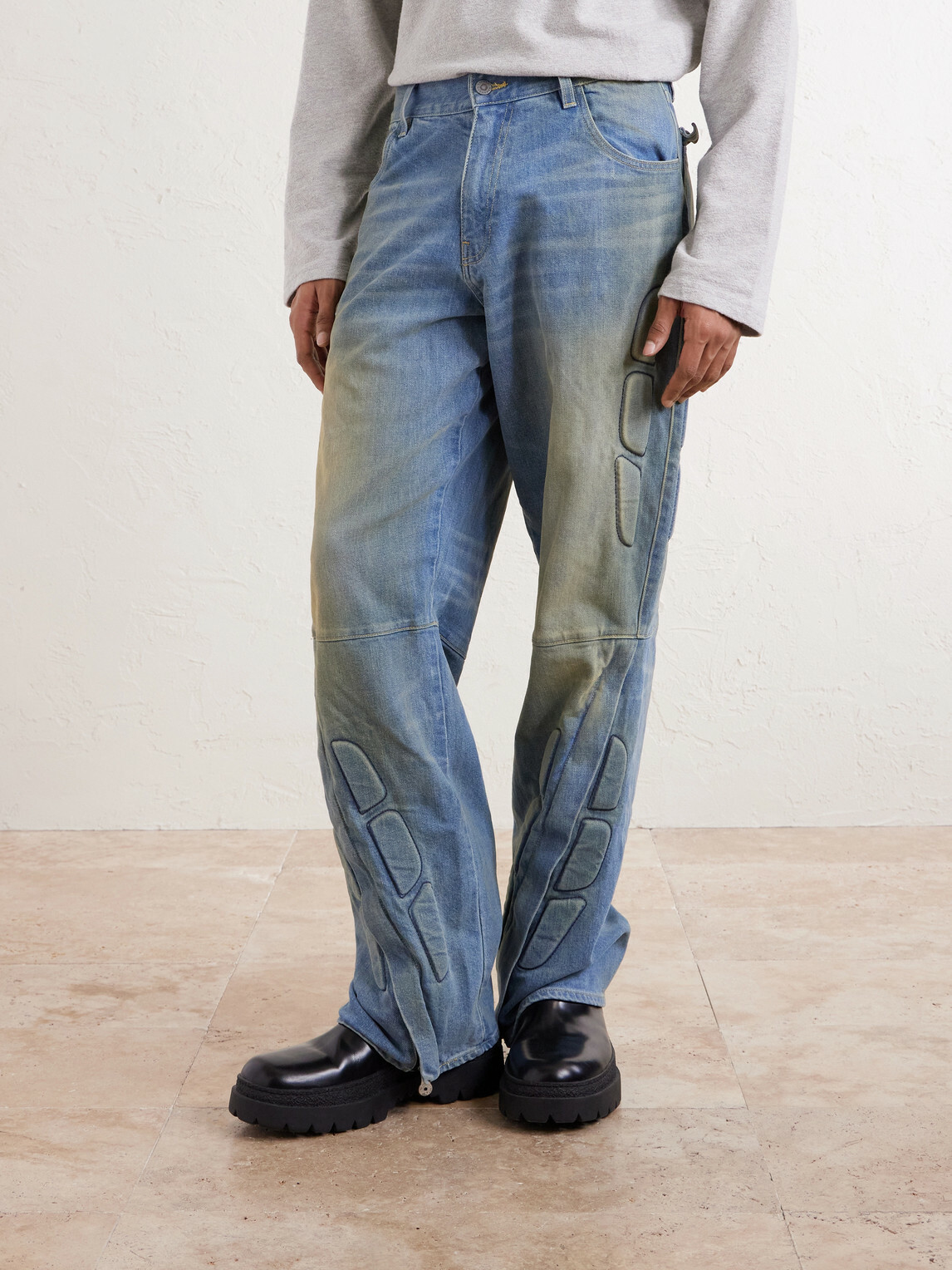Satoshi Nakamoto - Enduro Straight-Leg Padded Jeans - Blue
