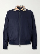 Burberry - Logo-Embroidered Checked Cotton-Gabardine Blouson Jacket - Blue