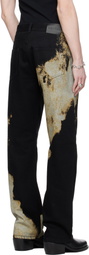 McQueen Black & Gray Abstract Print Jeans
