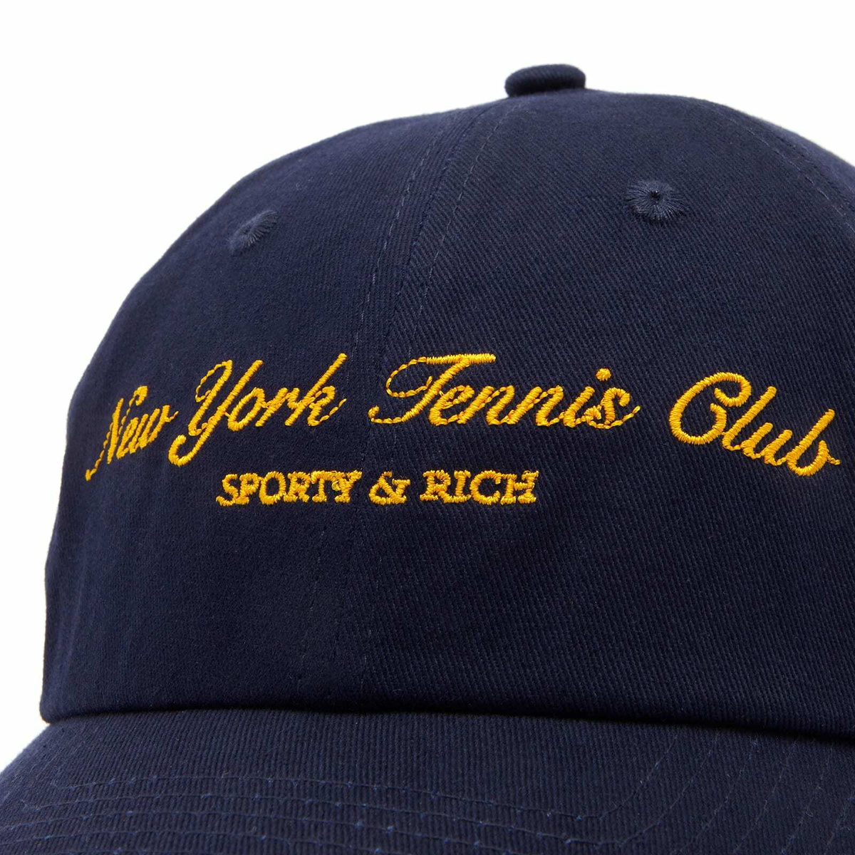 Sporty&Rich｜ (Carlyle Embroidered Hat - Almond/Navy (AC CALIFORNIAHATNAVY_GOLD-
