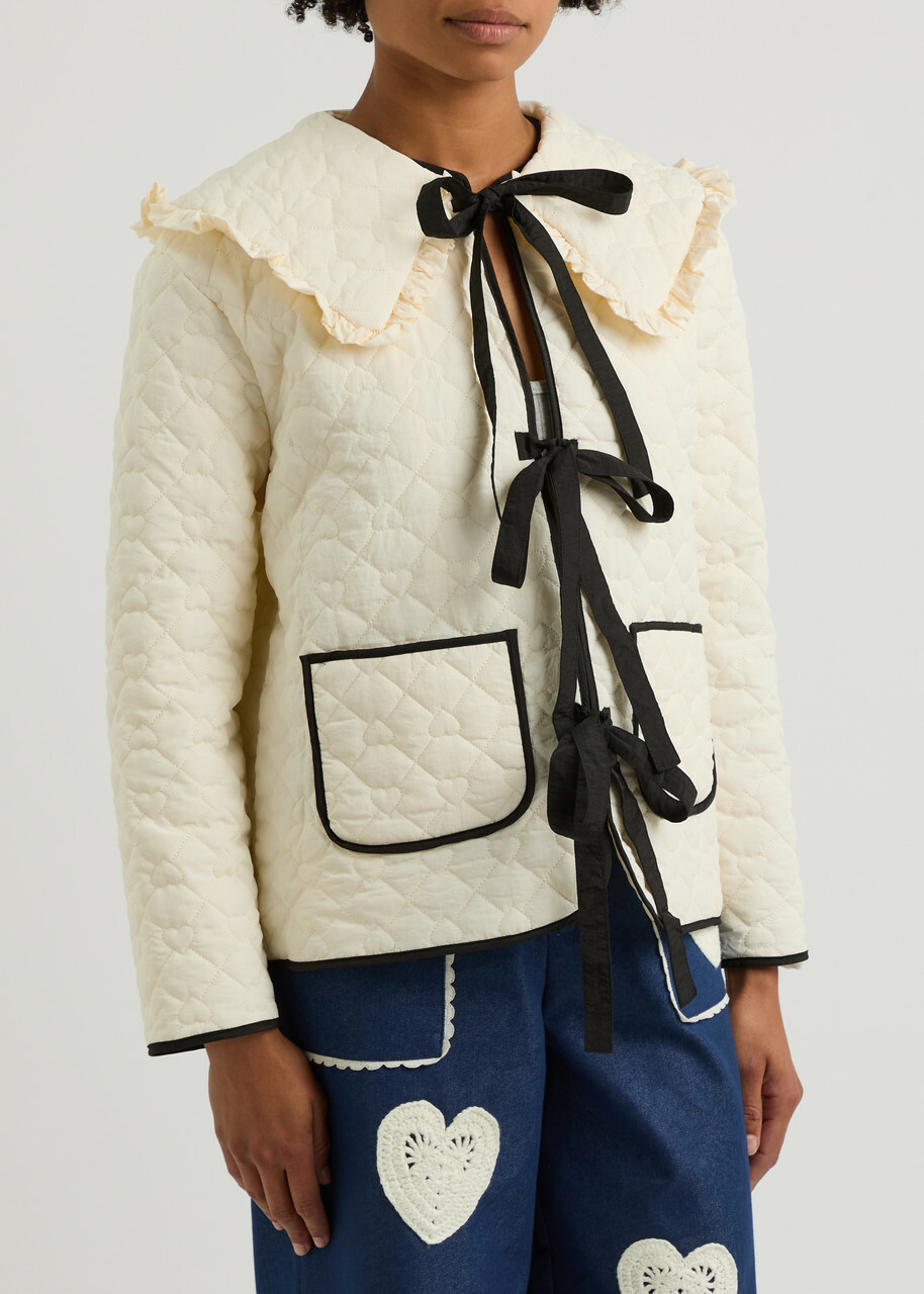 Sister Jane Swallow Quilted Shell Jacket Cream