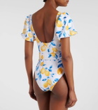 Alexandra Miro Jeanie belted printed swimsuit