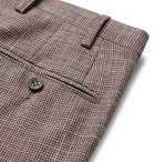 Kiton - Slim-Fit Puppytooth Cashmere, Virgin Wool, Silk and Linen-Blend Suit Trousers - Brown