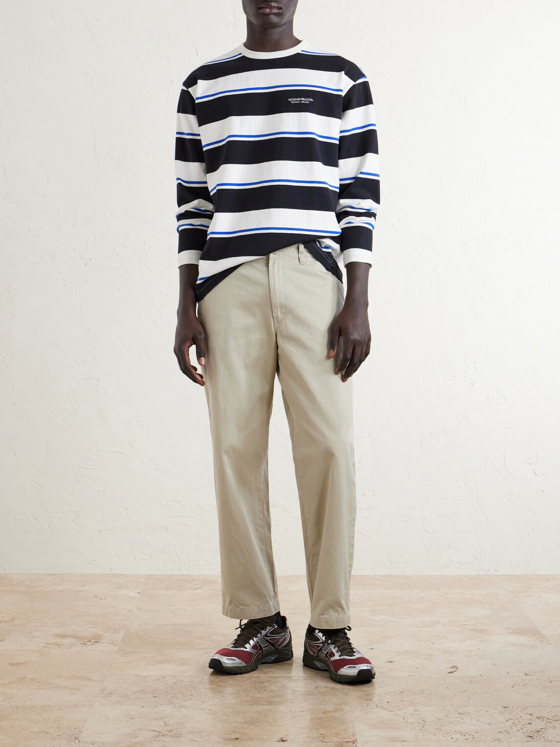 Neighborhood - Logo-Embroidered Striped Cotton-Jersey Sweater - Blue