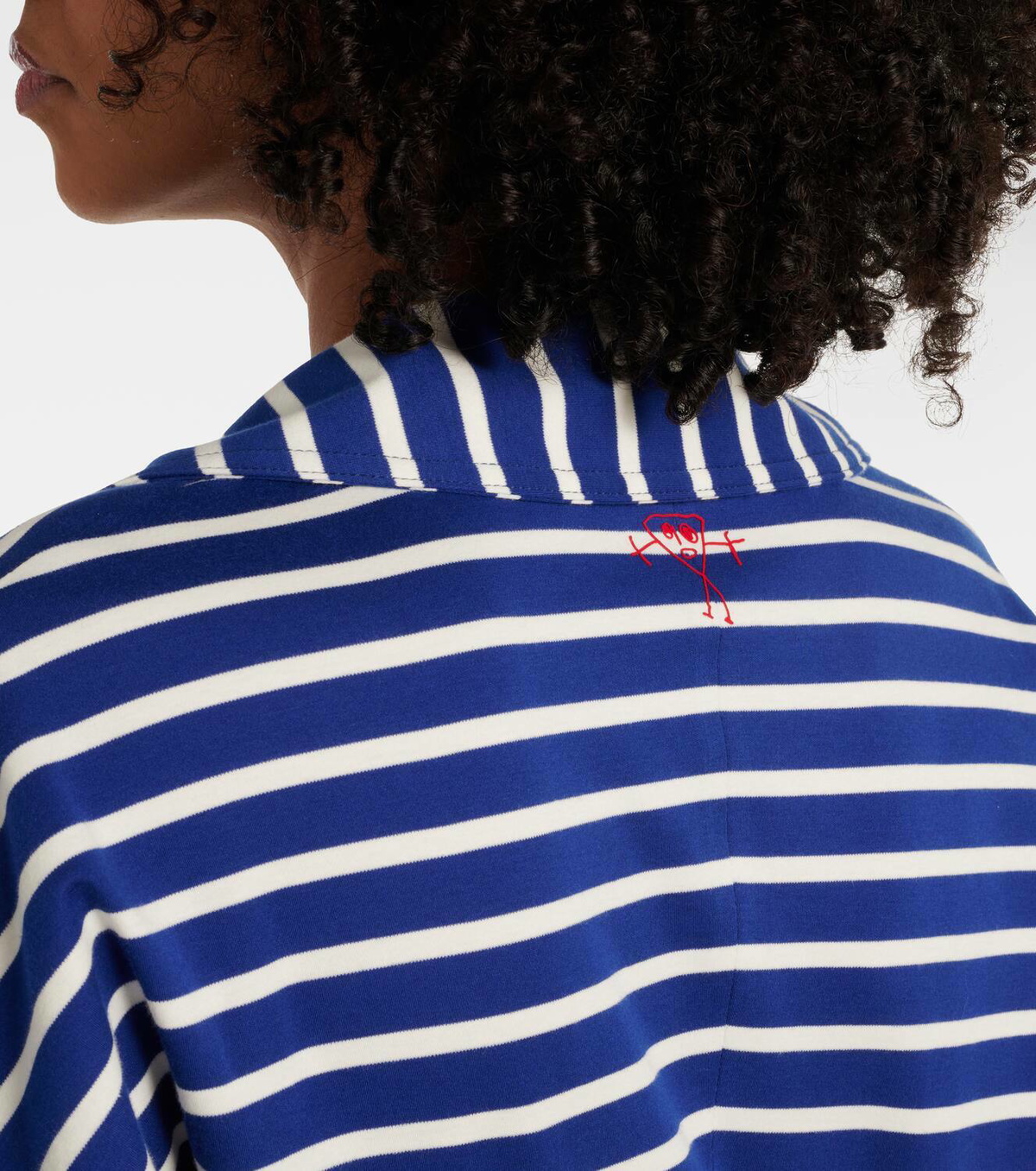Plan C Striped cotton jersey midi dress