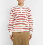 FRAME - Striped Cotton-Jersey Polo Shirt - Red