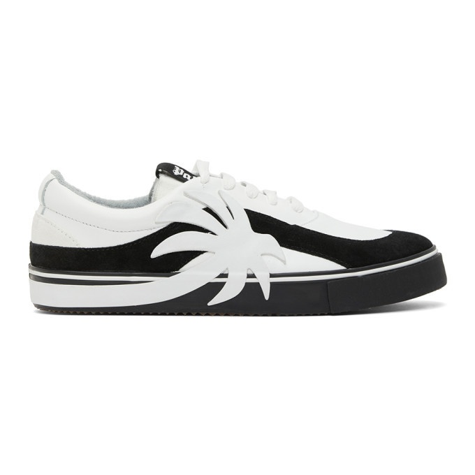 Photo: Palm Angels White and Black Palm Vulcanized Low Sneakers