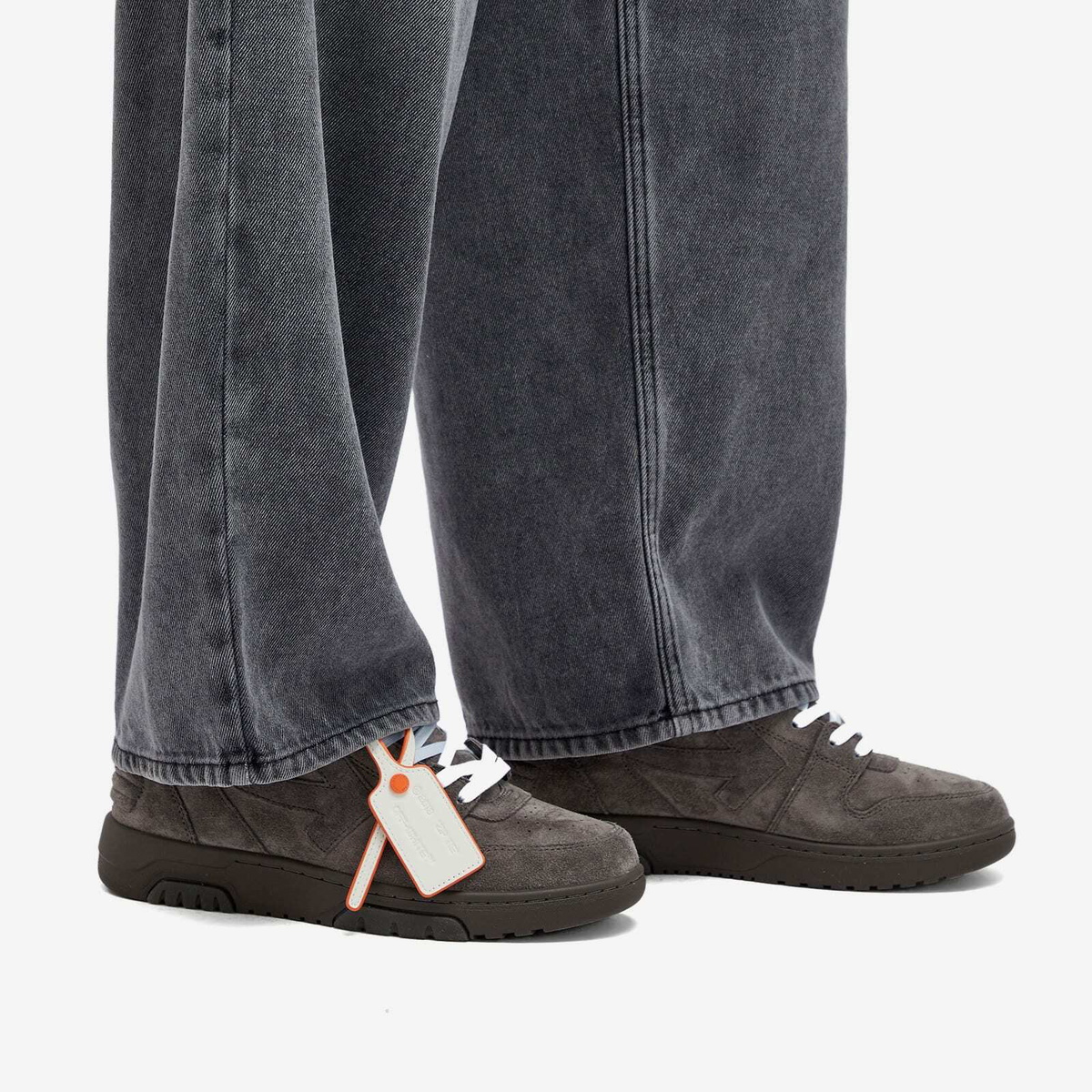 Off-White Women's Out Of Office Full Suede Sneaker in Dark Grey