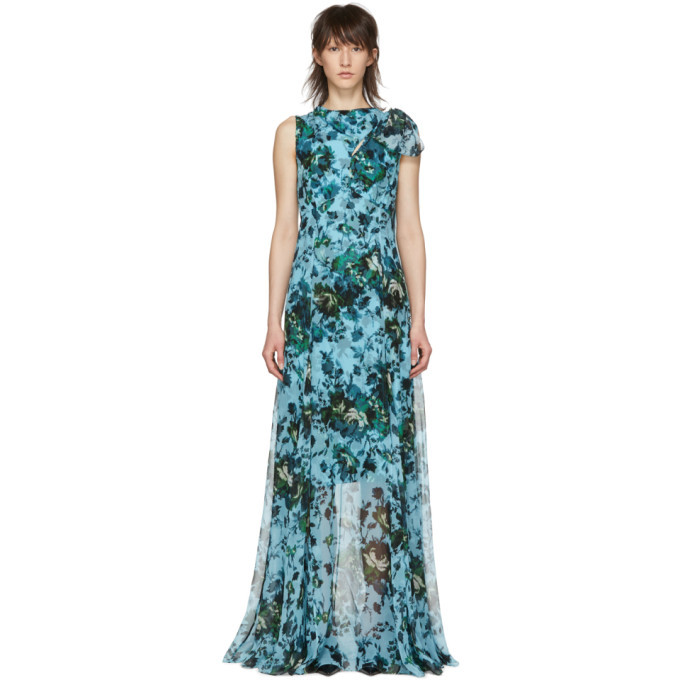 Erdem Blue and Green Fitzroy Rose Kassidy Dress Erdem