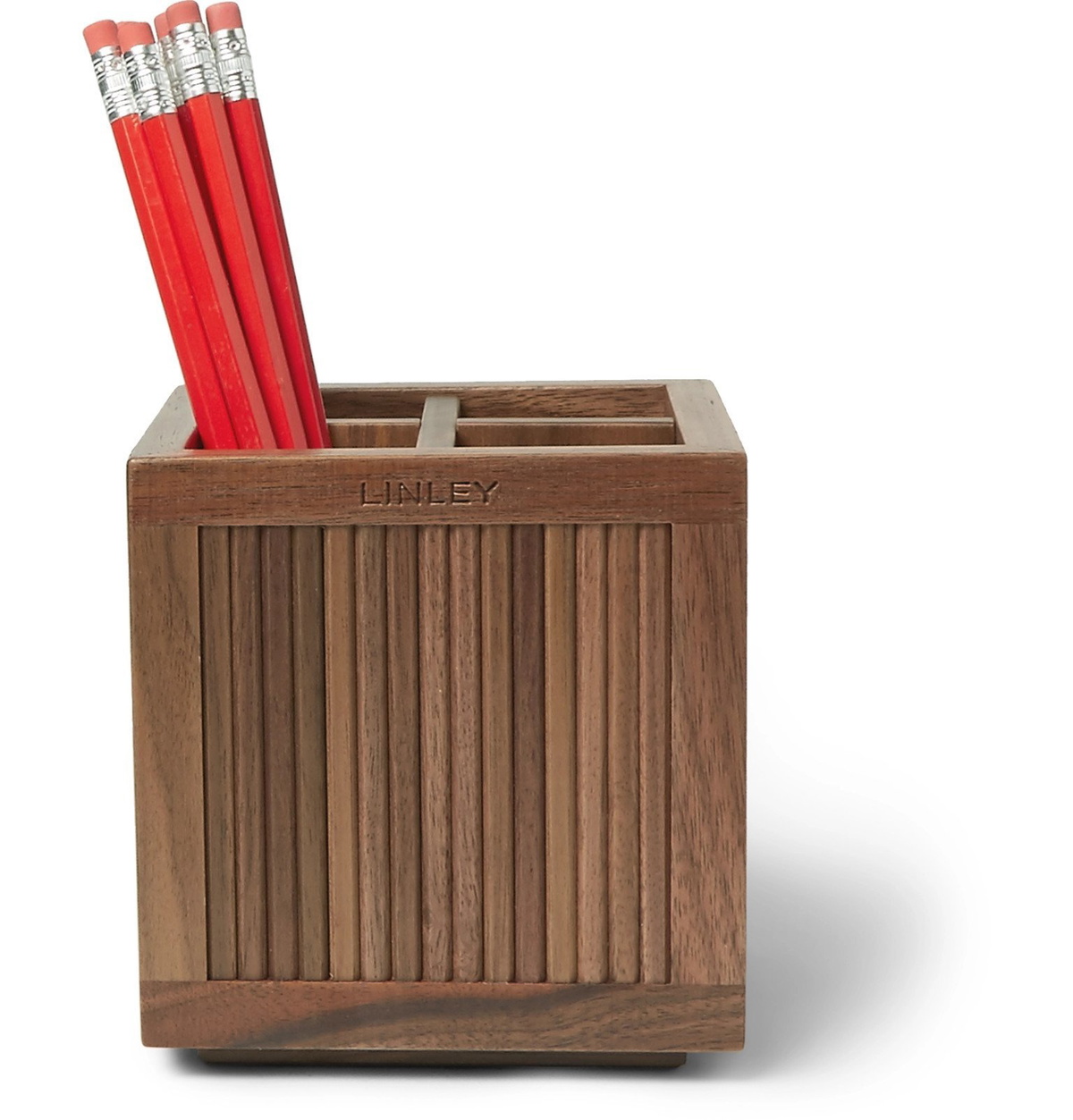 Linley - Tambour Walnut Pencil Pot - Brown