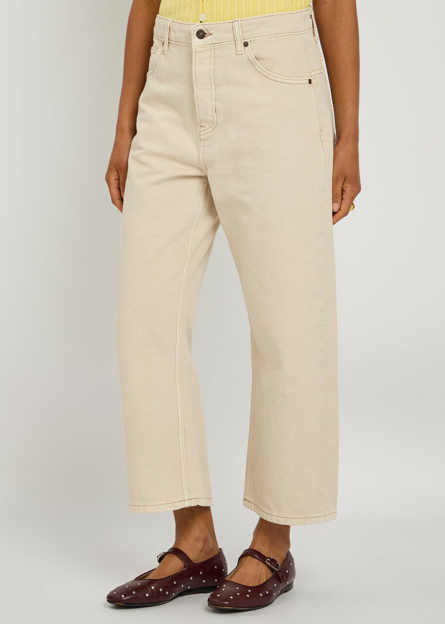 Free People Deep Trance Wide-leg Cropped Jeans Cream
