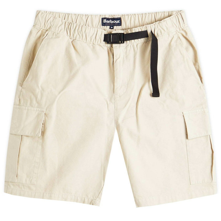 Photo: Barbour Men's Grindle Relaxed Cargo Shorts in Oatmeal