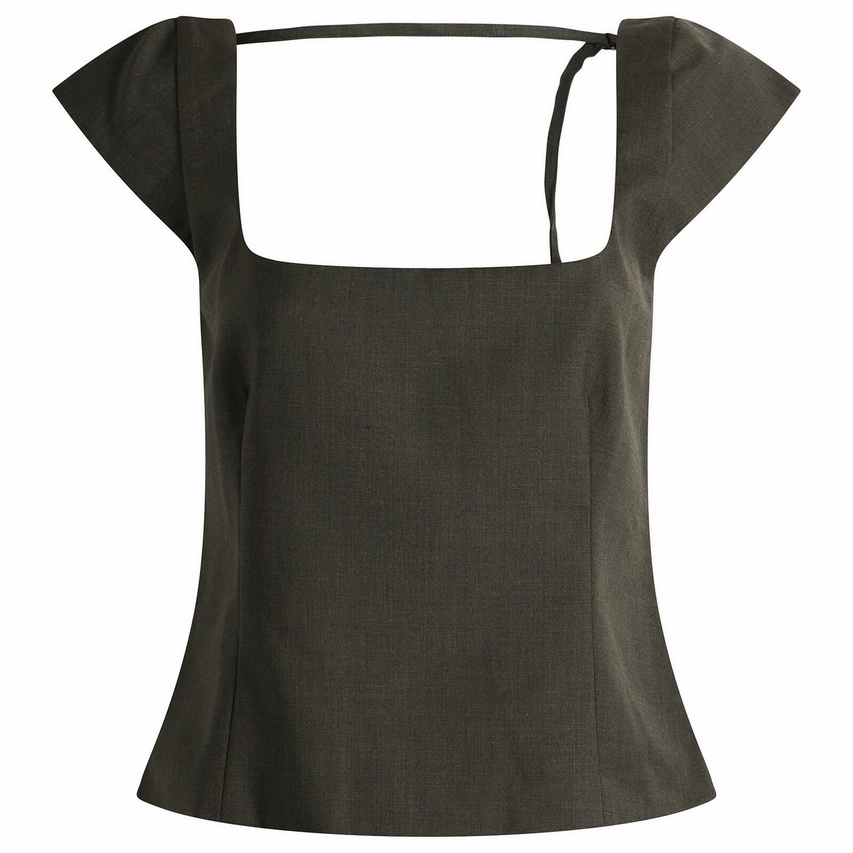 ST. Agni Women's Wool Cap Sleeve Top in Umber
