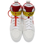 Off-White White and Red Industrial High-Top Sneakers