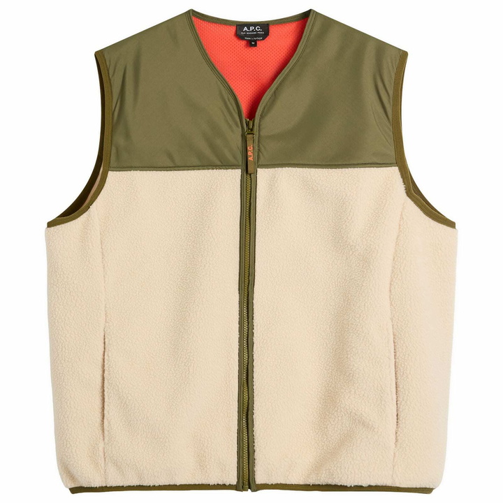 Photo: A.P.C. Men's Marty Sherpa Fleece Gilet in Off White