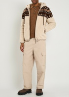 Moncler Felpa Aperta Hooded Teddy Fleece Jacket Ecru