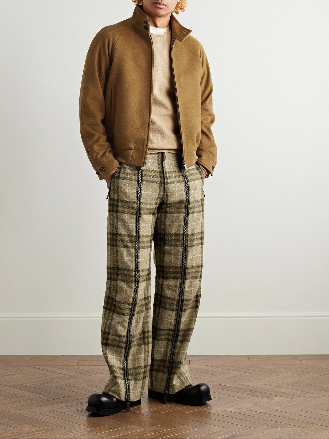 Burberry - Logo-Embroidered Cashmere Harrington Jacket - Brown