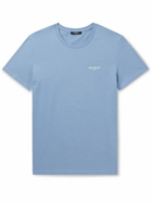 Balmain - Logo-Flocked Cotton-Jersey T-Shirt - Blue