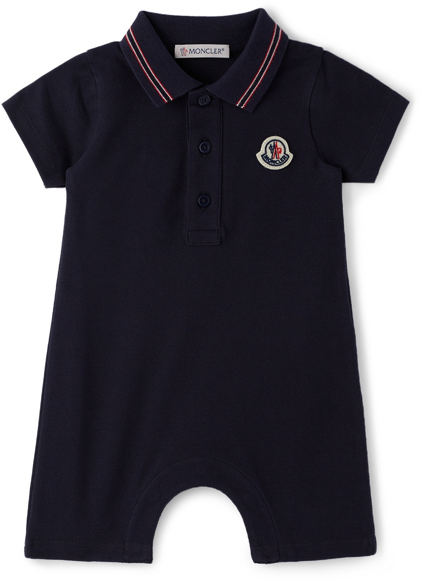 Moncler Enfant Baby Navy Logo Patch Romper Moncler Enfant