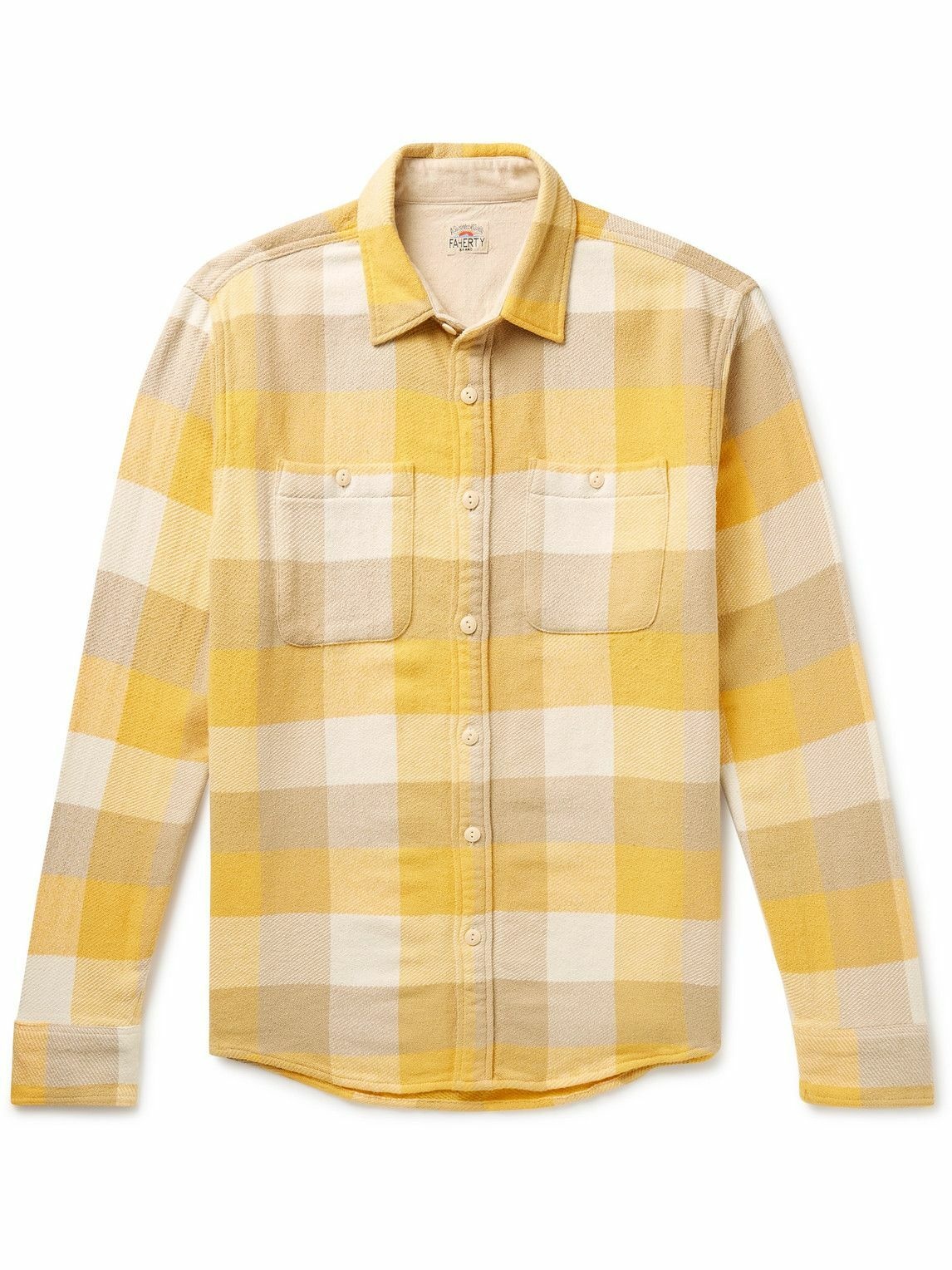 Faherty - The Surf Checked Organic Cotton-Flannel Shirt - Yellow Faherty