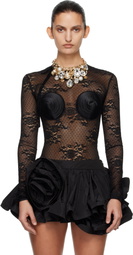 VAQUERA Black Lace Bullet Bra Bodysuit