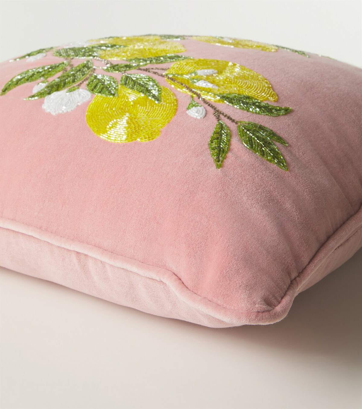 Les-Ottomans Embroidered cotton velvet cushion