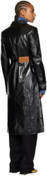 JUNEYEN Black Vented Faux-Leather Coat