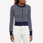 AMI Paris Women's AMI Sailor Stripe Cardigan in Nautic Blue/Natural White