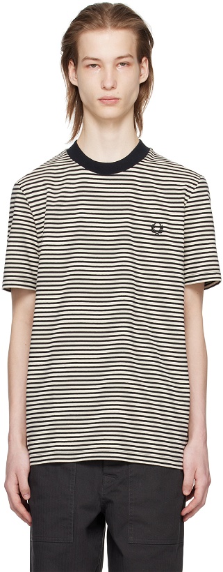 Photo: Fred Perry Off-White & Black Stripe T-Shirt