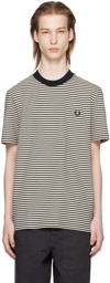 Fred Perry Off-White & Black Stripe T-Shirt