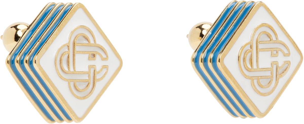 Casablanca Gold Monogram Logo Stud Earrings