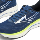 Mizuno Men's Running Wave Rider 29 Sneaker in White/Estate Blue/Lightning Yellow