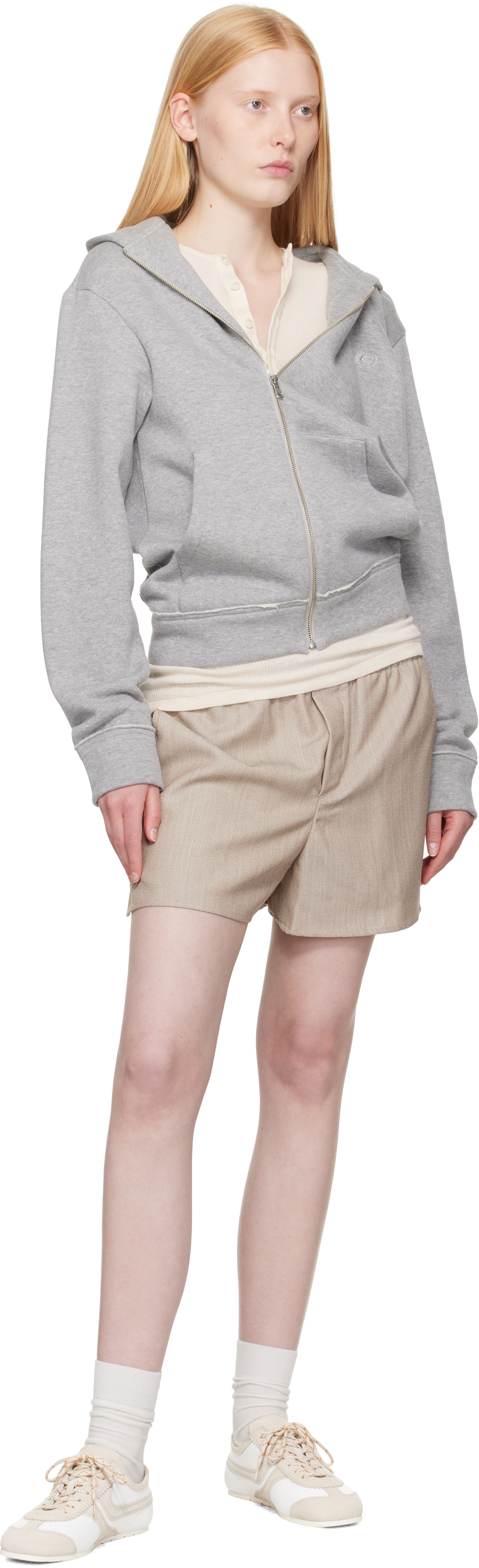 AMI Paris Beige Wool Elasticated Shorts