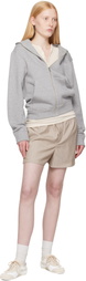 AMI Paris Beige Wool Elasticated Shorts