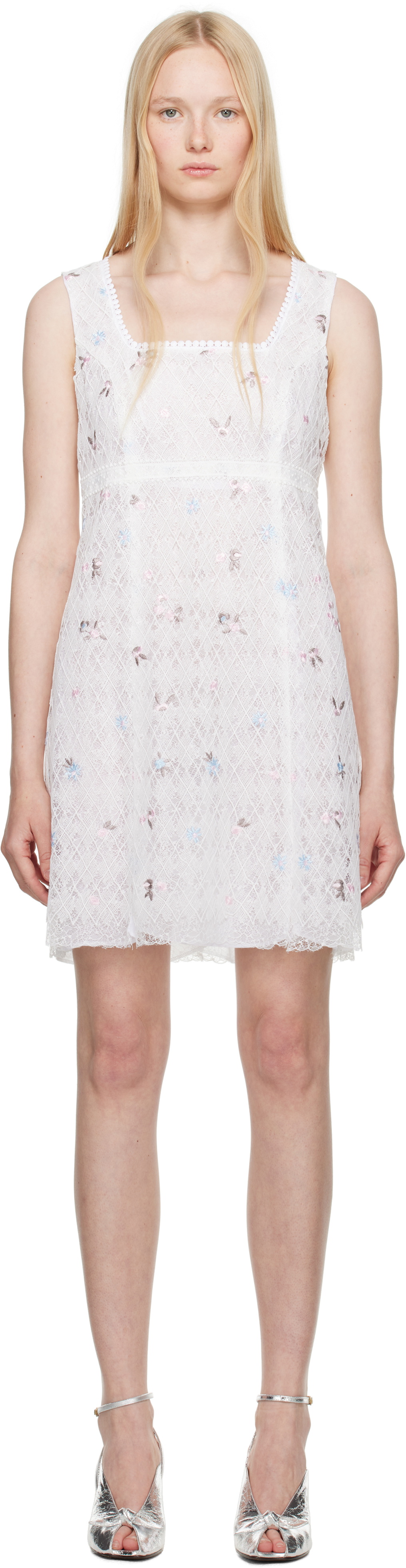 【関税込み】Anna Sui SSENSE限定 ホワイト ラッフル ミニドレス Anna Sui SSENSE Exclusive White Ruffled Minidress Anna Sui