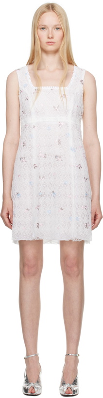 Photo: Anna Sui White Embroidered Lacey Trellis Minidress