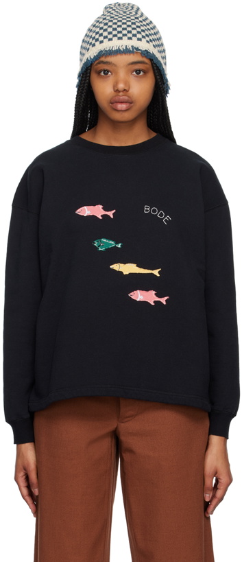 Photo: Bode Black Fish Sweatshirt